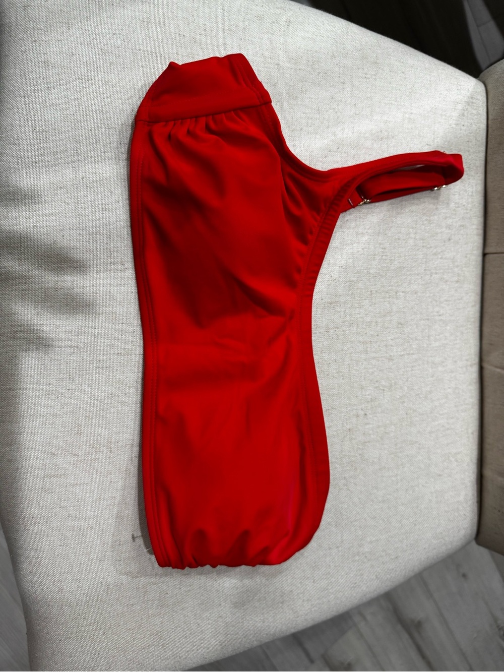 Xhilaration Bright Red Swim Top with One-Shoulder Detail